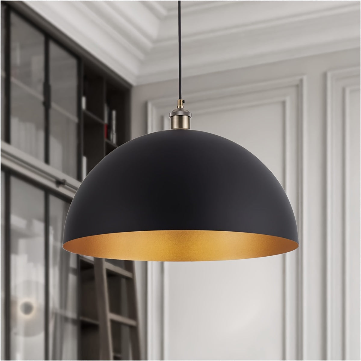Black Gold Iron Dome Pendant Light