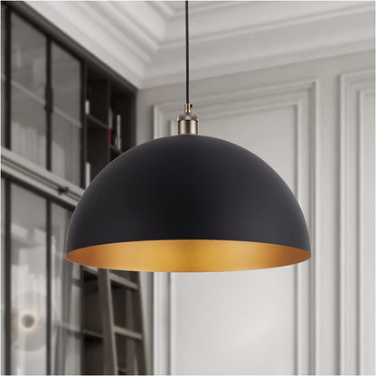 Black Gold Iron Dome Pendant Light