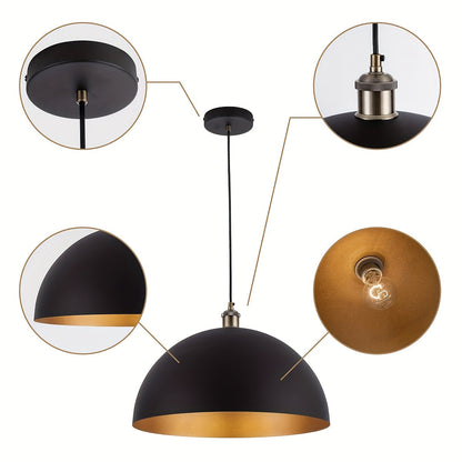 Black Gold Iron Dome Pendant Light