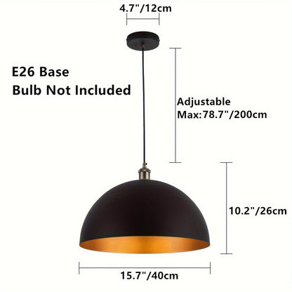 Black Gold Iron Dome Pendant Light