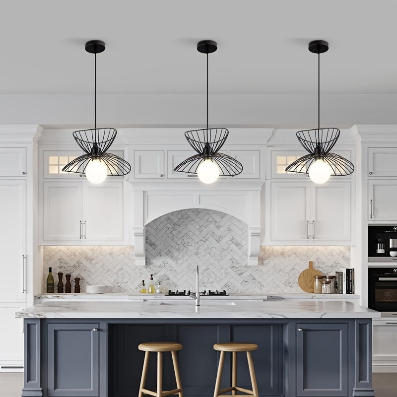 Black Metal Petal Shade Pendant Light