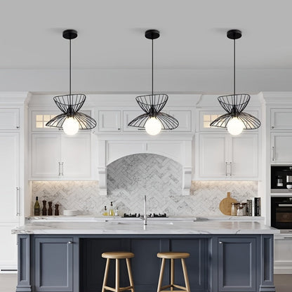 Black Metal Petal Shade Pendant Light