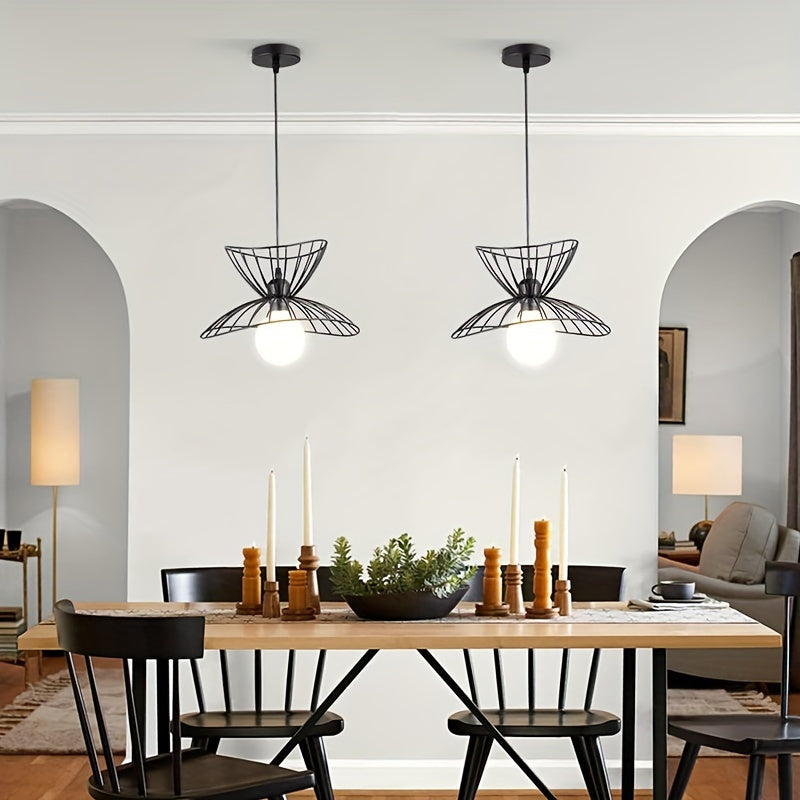 Black Metal Petal Shade Pendant Light