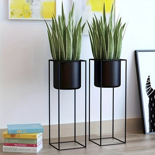 Black Rectangular Metal Indoor Plant Stand