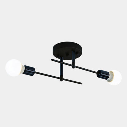 Black and Gold 2-Light Flush Mount Ceiling Lamp
