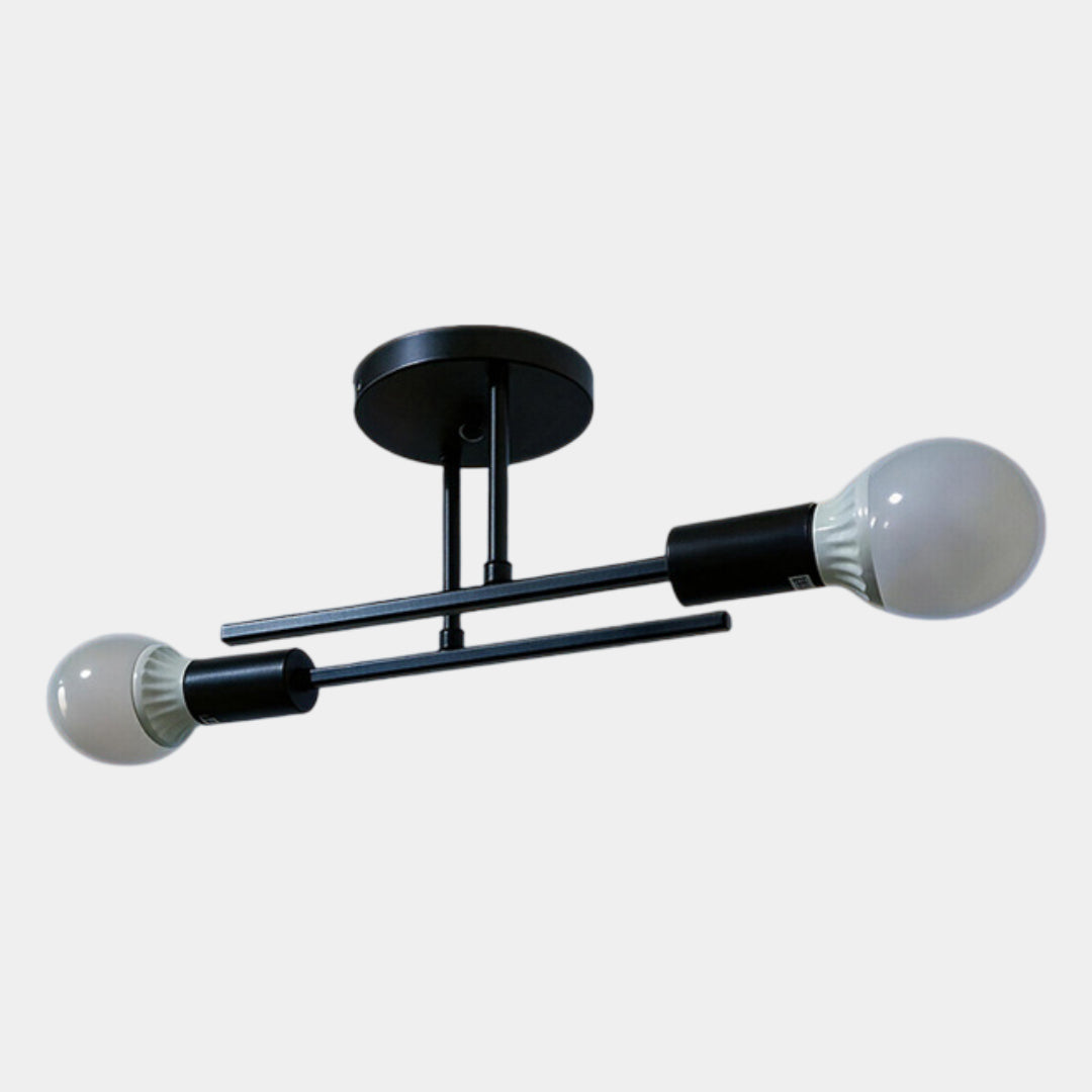 Black and Gold 2-Light Flush Mount Ceiling Lamp