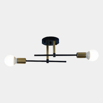 Black and Gold 2-Light Flush Mount Ceiling Lamp