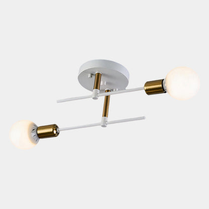 Black and Gold 2-Light Flush Mount Ceiling Lamp