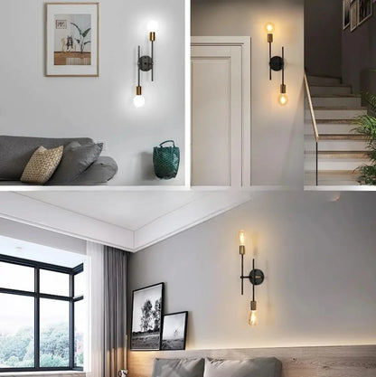 Black and Gold 2-Light Flush Mount Ceiling Lamp