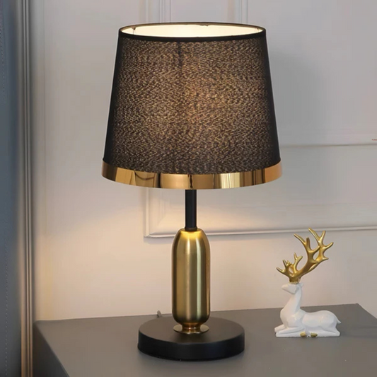 Black and Gold Retro Table Lamp with Fabric Shade