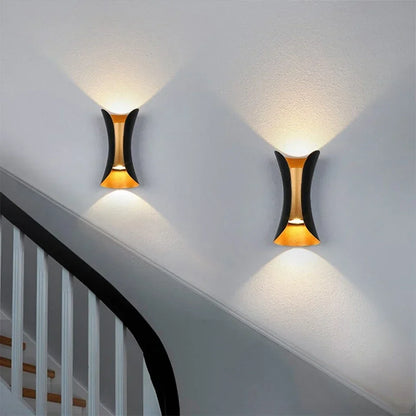 Black and Gold Up Down LED Wall Light