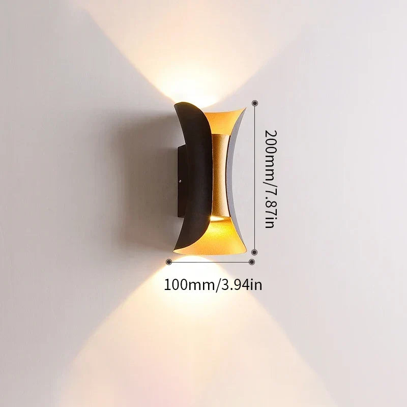 Black and Gold Up Down LED Wall Light