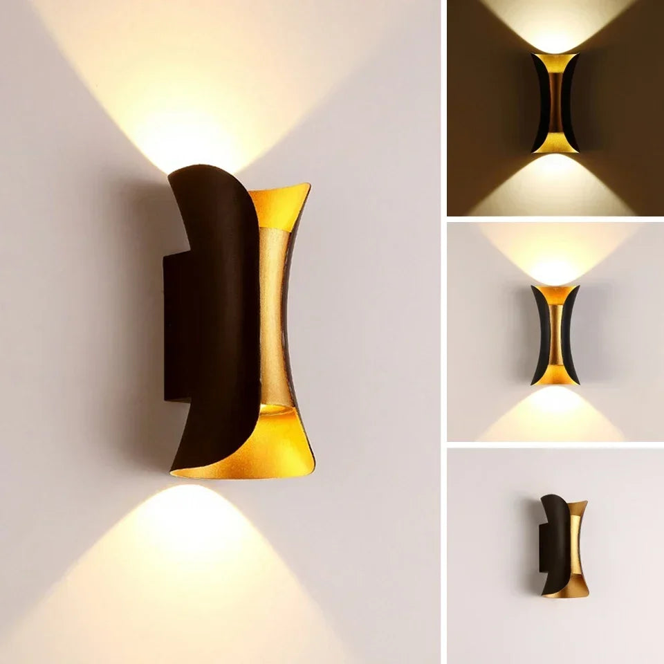 Black and Gold Up Down LED Wall Light