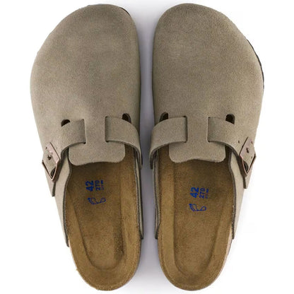 Boston Clogs with Anatomical Footbed and Adjustable Buckle in Taupe
