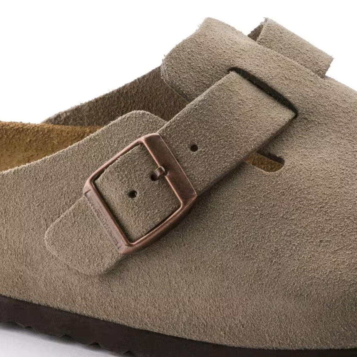 Boston Clogs with Anatomical Footbed and Adjustable Buckle in Taupe