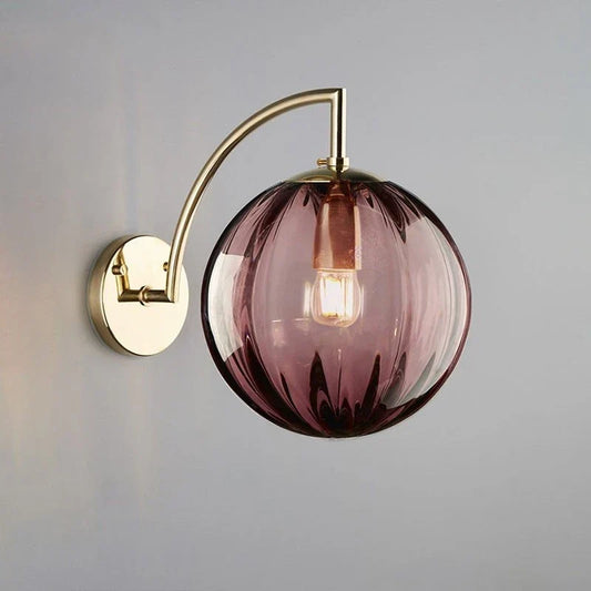 Brass Glass Globe Wall Sconce with E27 Socket