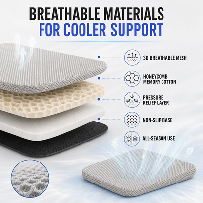 Breathable Honeycomb Car Seat Cushion with Non-Slip Base