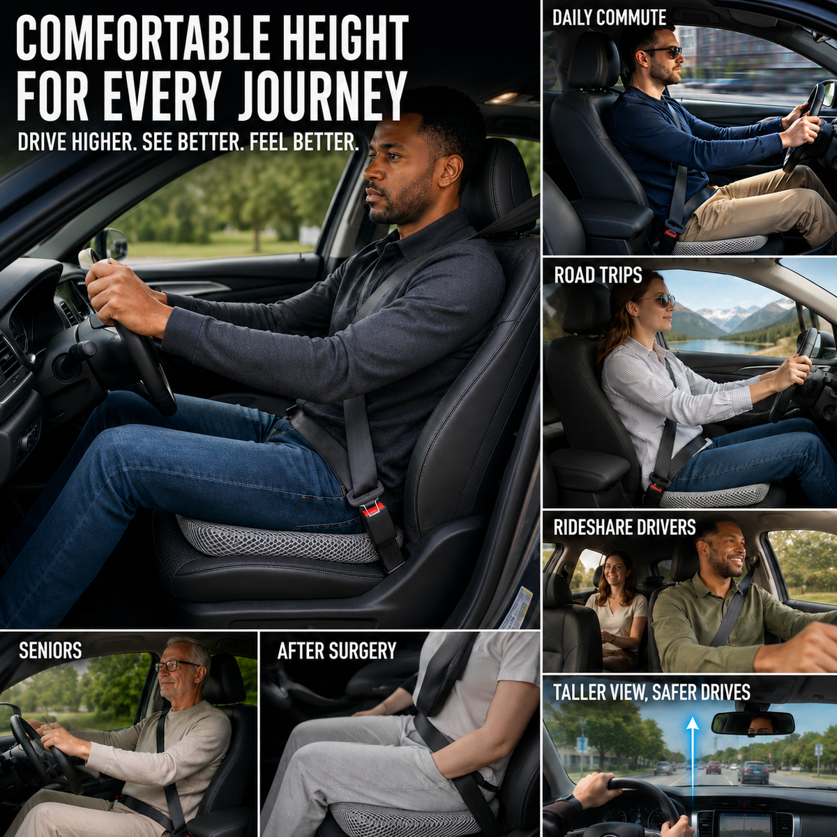 Breathable Honeycomb Car Seat Cushion with Non-Slip Base