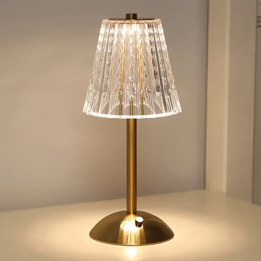 Bronze Crystal Touch Lamp with Rechargeable LED