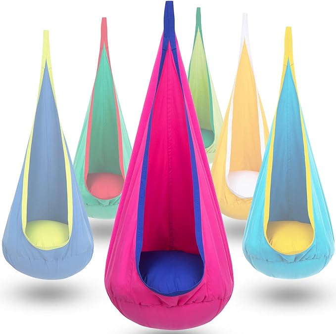 Children’s Hanging Swing Sofa with Inflatable Cushion for Indoor and Outdoor Use