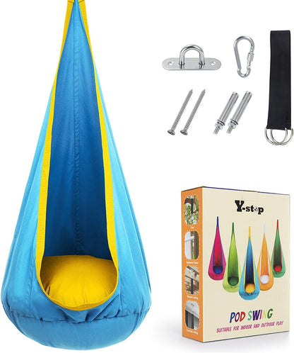 Children’s Hanging Swing Sofa with Inflatable Cushion for Indoor and Outdoor Use