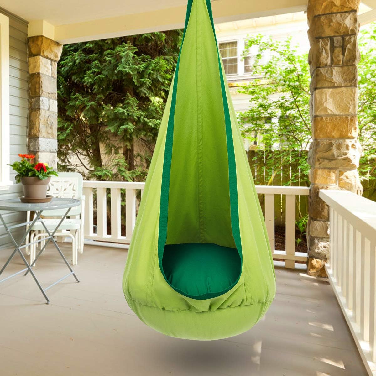 Children’s Hanging Swing Sofa with Inflatable Cushion for Indoor and Outdoor Use