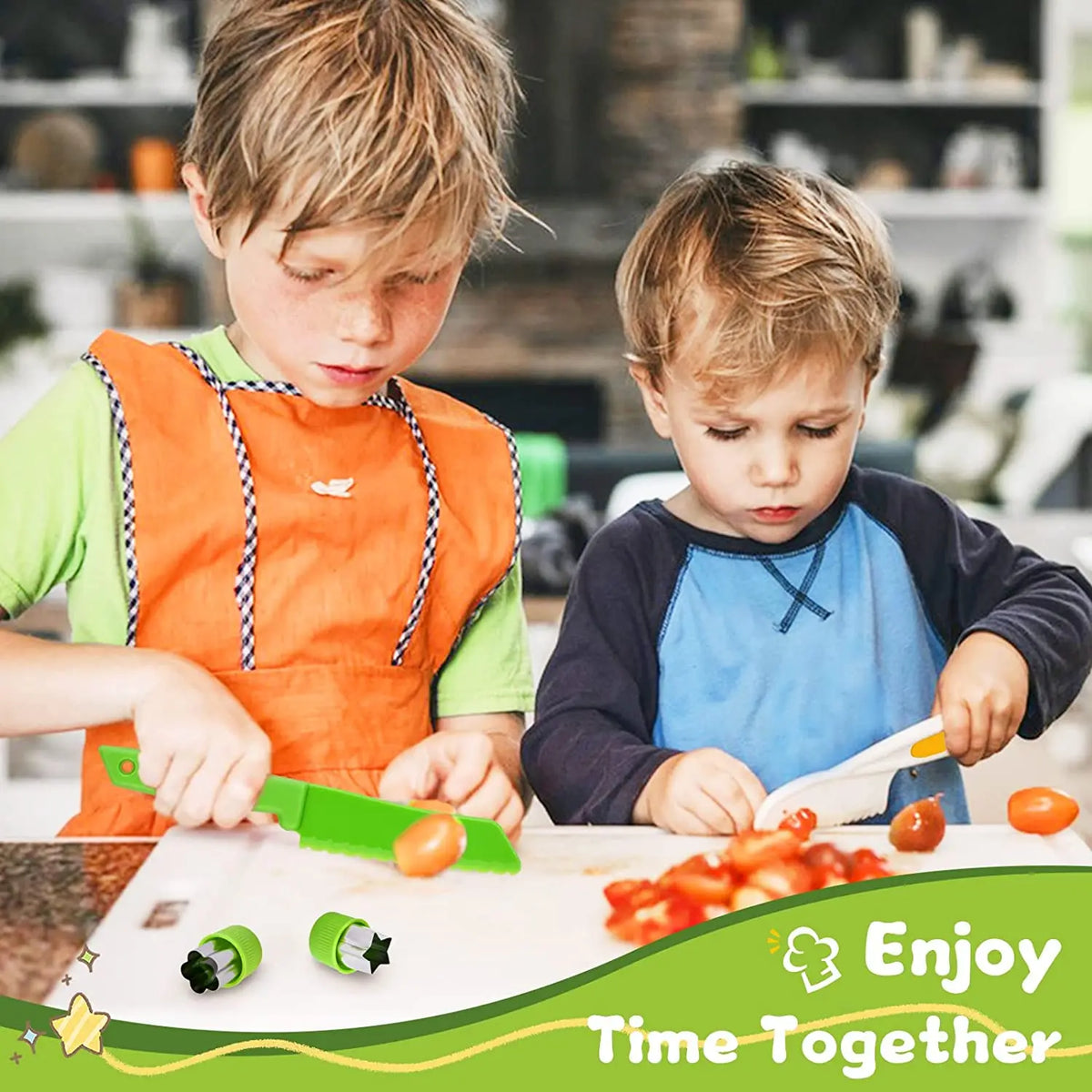 Children’s Kitchen Tool Set with Wooden Knives, Cutters and Baking Tools
