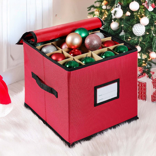 Christmas Ornament Storage Box with 3 Removable Trays and Dividers