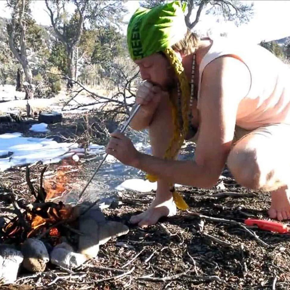 Collapsible Stainless Steel Fire Blowpipe with Telescopic Design for Camping