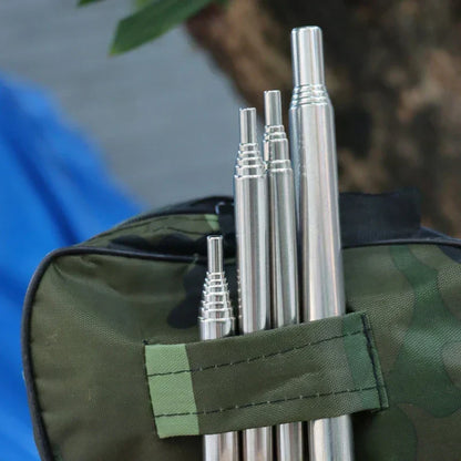 Collapsible Stainless Steel Fire Blowpipe with Telescopic Design for Camping