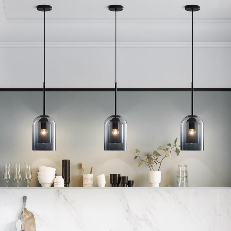 Coloured Glass Pendant Light with Adjustable Cord