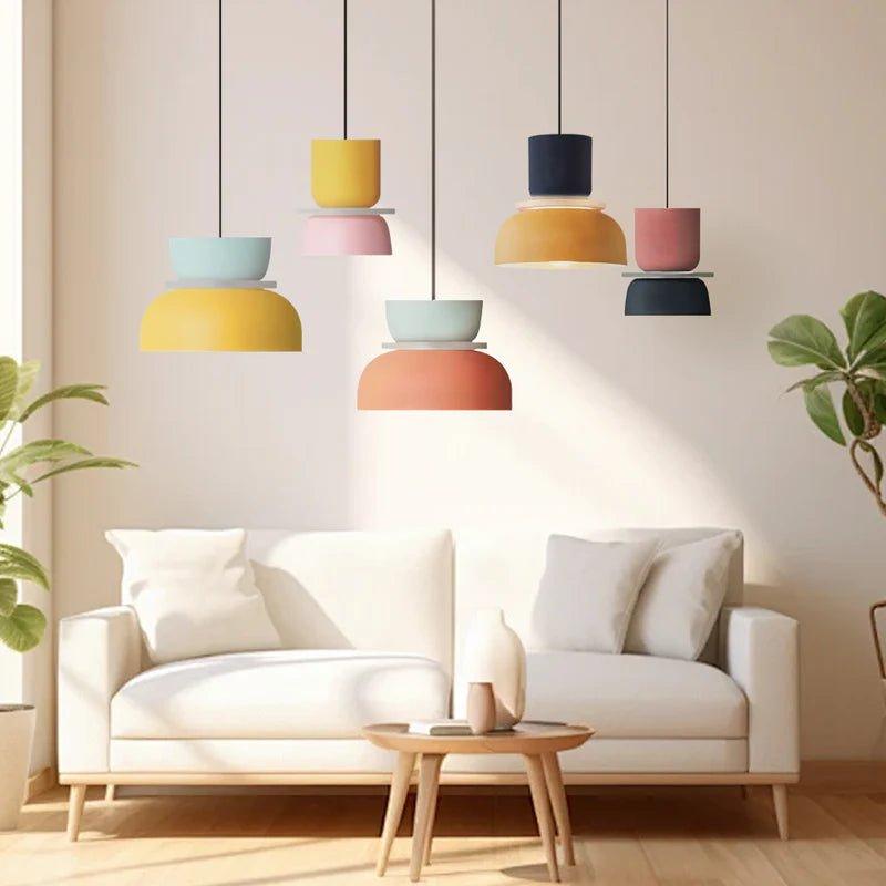 Colourful Nordic Metal Pendant Light with Built-In LED