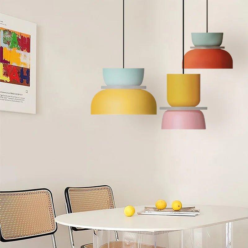 Colourful Nordic Metal Pendant Light with Built-In LED
