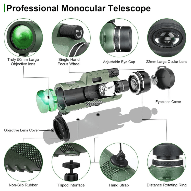 Compact 600x Ultra-Zoom Monocular with HD Glass Lens