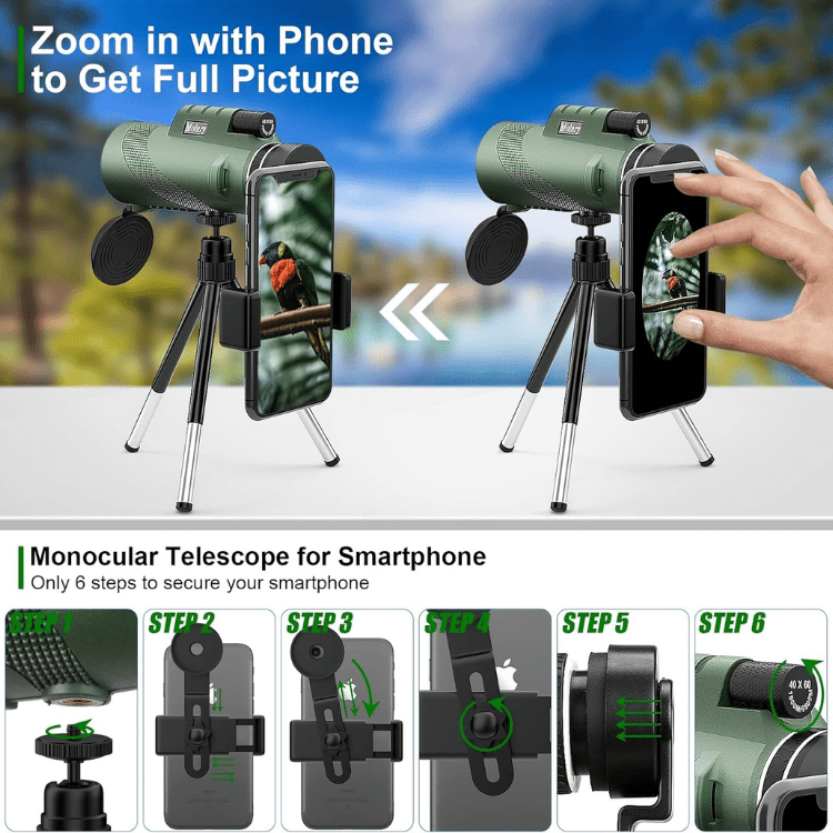 Compact 600x Ultra-Zoom Monocular with HD Glass Lens