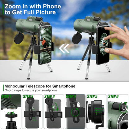 Compact 600x Ultra-Zoom Monocular with HD Glass Lens