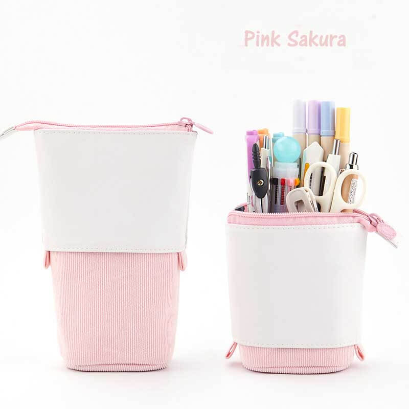 Convertible Pop-Up Pencil Case with Desk Stand and Corduroy Design