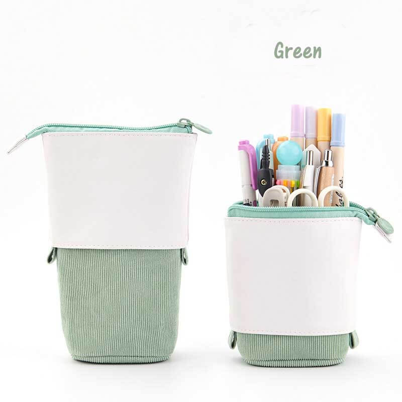 Convertible Pop-Up Pencil Case with Desk Stand and Corduroy Design