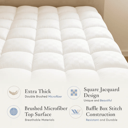 Cooling Mattress Topper with Heat-Dispersing Design and Removable Cover