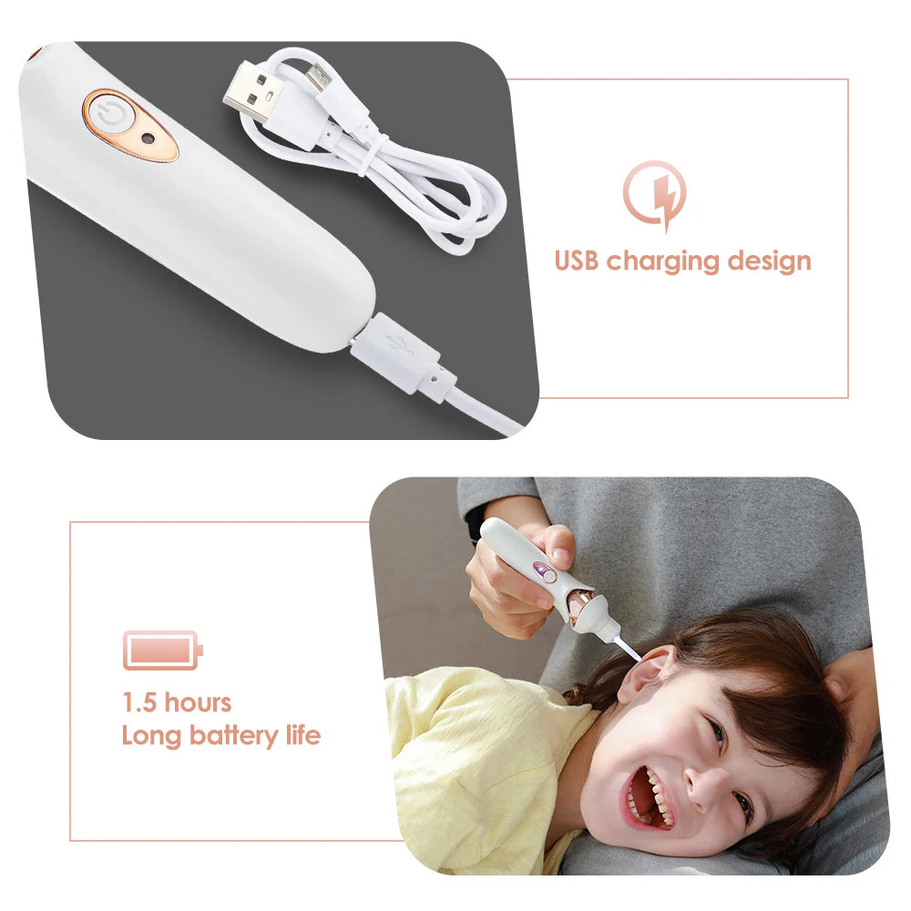 Cordless Ear Wax Remover Gentle Rechargeable Ear Cleaning Device