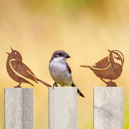 Corten Steel Garden Bird Sculptures with Rusted Finish for Outdoor Decor