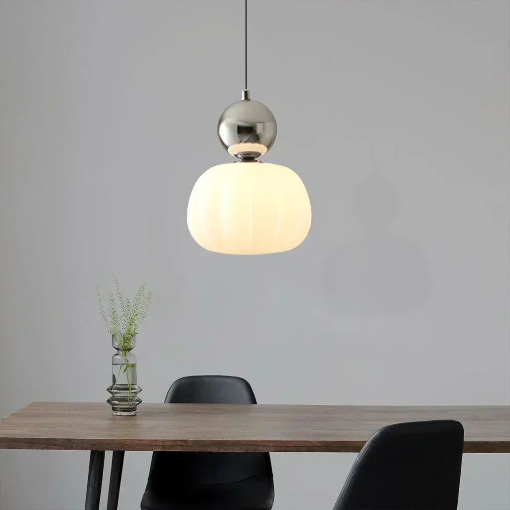 Cream Art Deco Pendant Lamp with Bauhaus-Inspired Metal and PMMA Design
