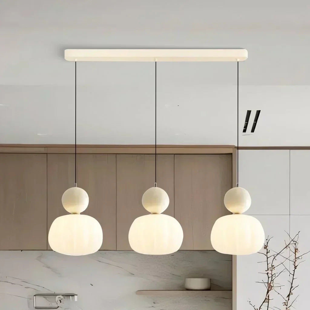 Cream Art Deco Pendant Lamp with Bauhaus-Inspired Metal and PMMA Design