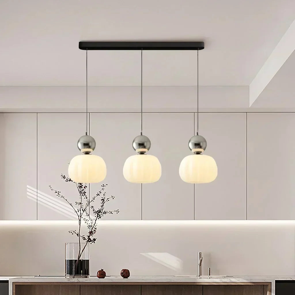 Cream Art Deco Pendant Lamp with Bauhaus-Inspired Metal and PMMA Design