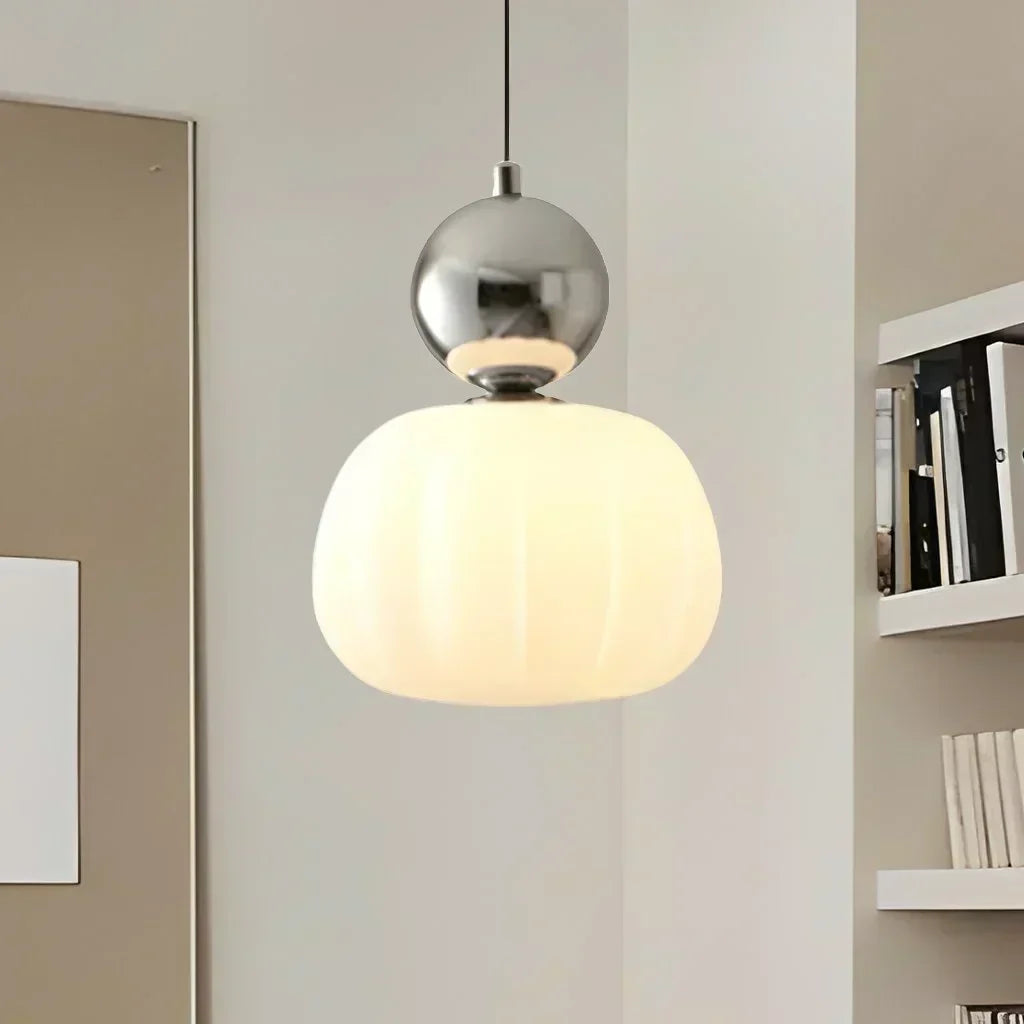 Cream Art Deco Pendant Lamp with Bauhaus-Inspired Metal and PMMA Design