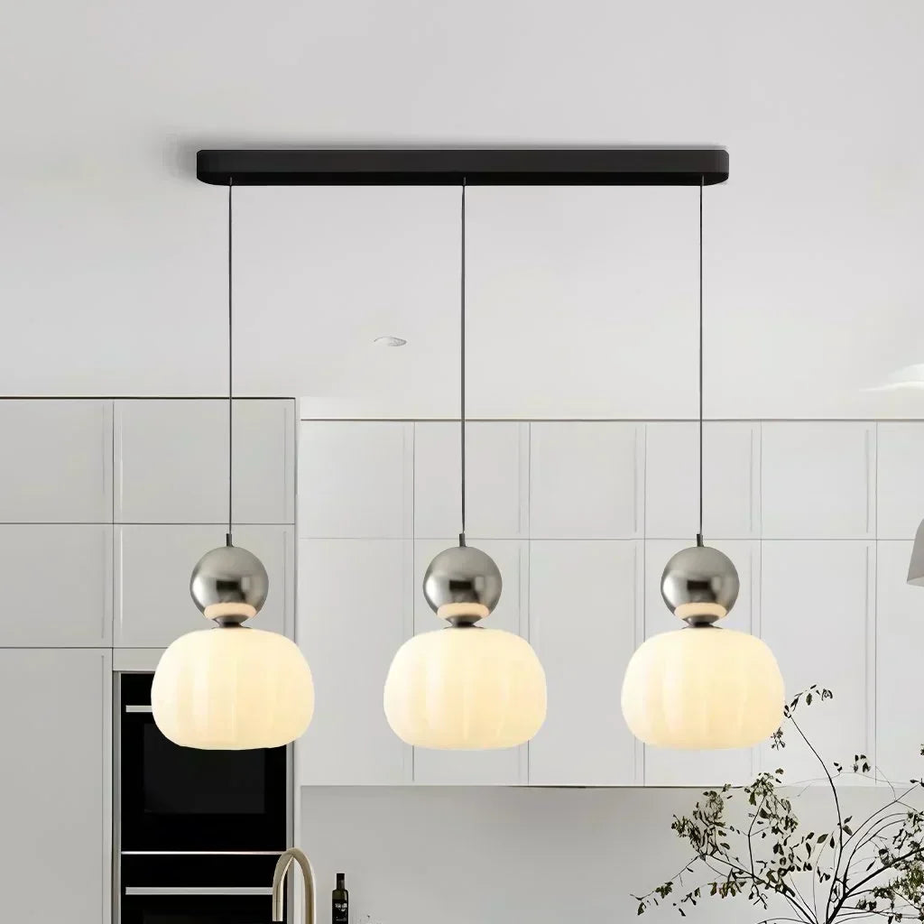 Cream Art Deco Pendant Lamp with Bauhaus-Inspired Metal and PMMA Design