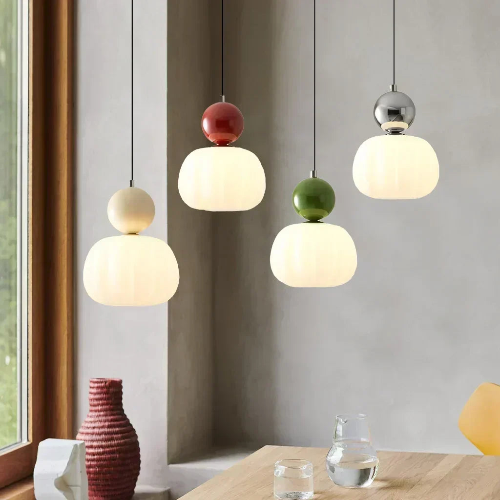 Cream Art Deco Pendant Lamp with Bauhaus-Inspired Metal and PMMA Design