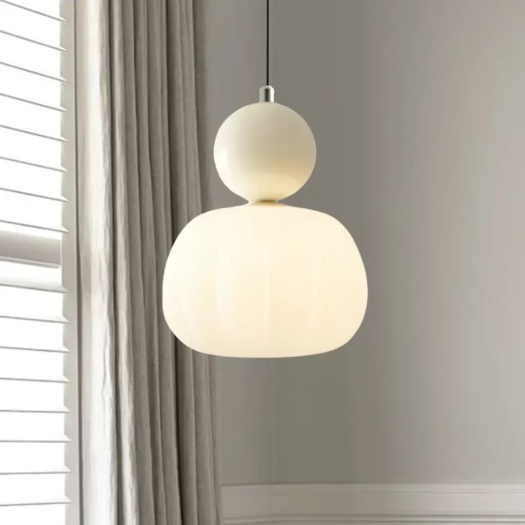 Cream Art Deco Pendant Lamp with Bauhaus-Inspired Metal and PMMA Design