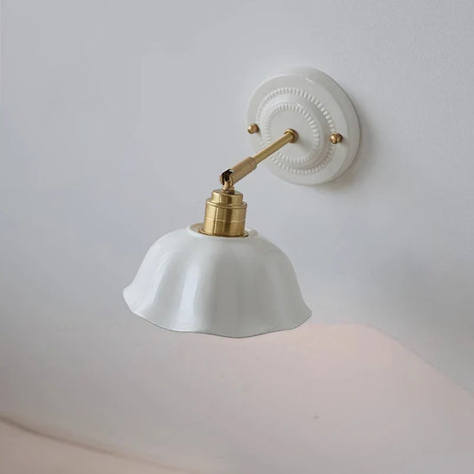Cream Ceramic Floral Wall Sconce