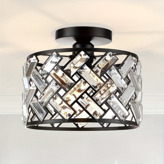 Crystal Lattice Semi Flush Mount Ceiling Light